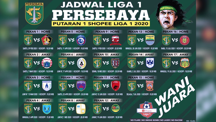 Jadwal pertandingan Persebaya Surabaya untuk bulan ini